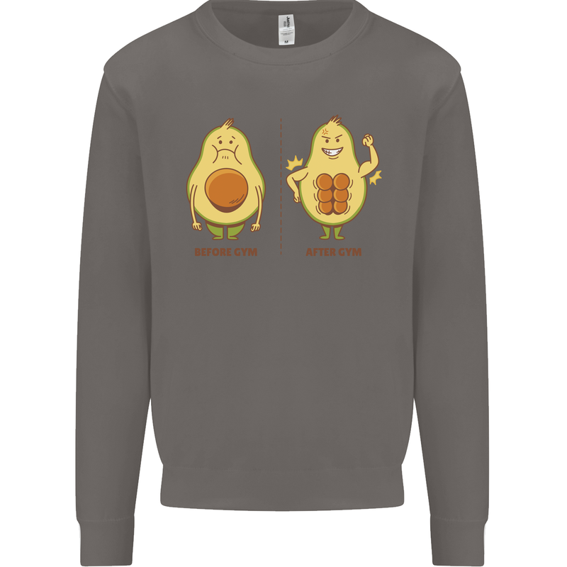 Avocado Gym Funny Fitness Training Healthy Mens Sweatshirt Jumper Charcoal