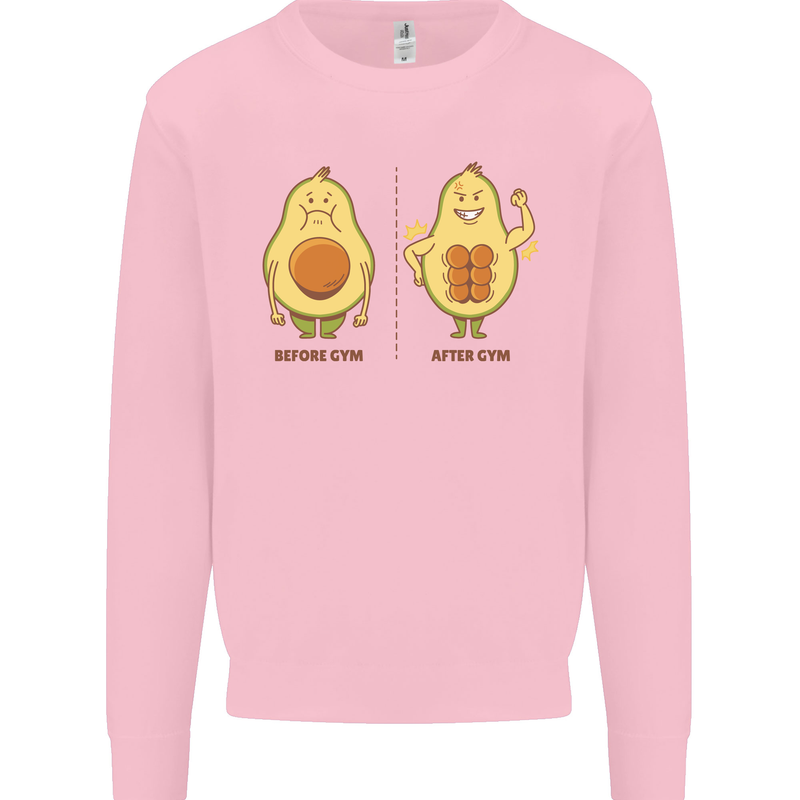 Avocado Gym Funny Fitness Training Healthy Mens Sweatshirt Jumper Light Pink