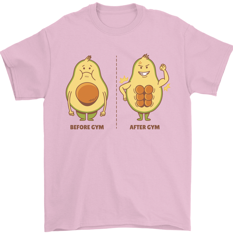 Avocado Gym Funny Fitness Training Healthy Mens T-Shirt Cotton Gildan Light Pink