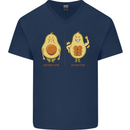 Avocado Gym Funny Fitness Training Healthy Mens V-Neck Cotton T-Shirt Navy Blue