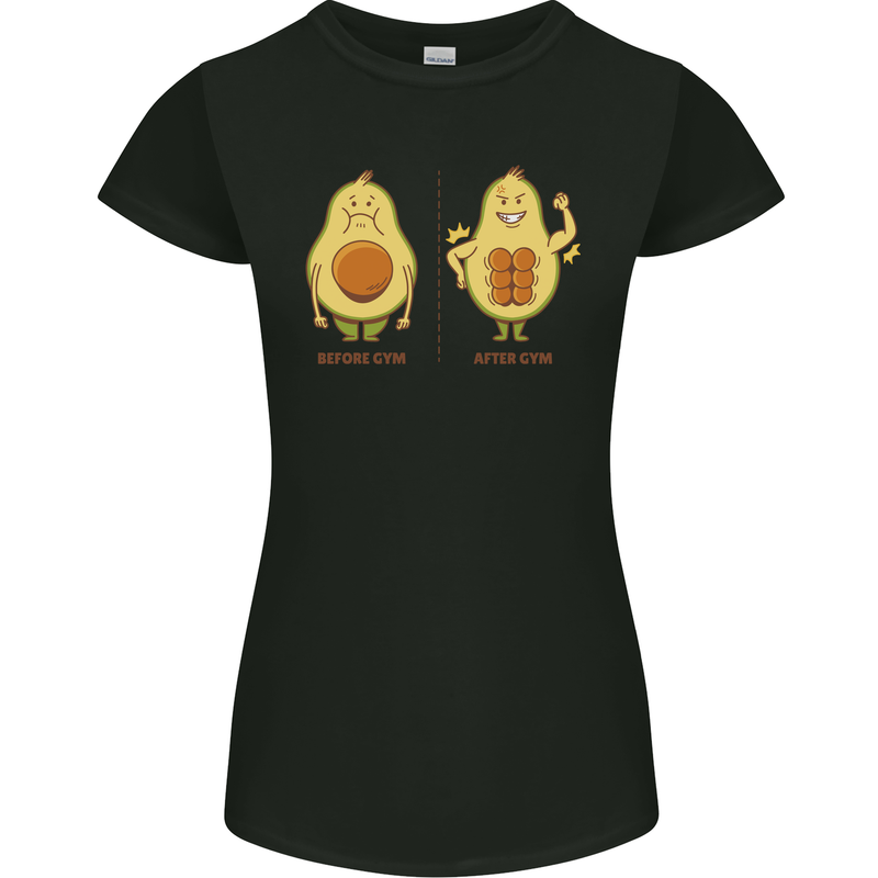 Avocado Gym Funny Fitness Training Healthy Womens Petite Cut T-Shirt Black