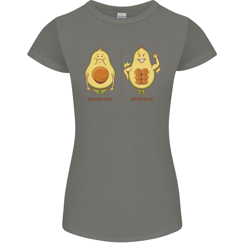 Avocado Gym Funny Fitness Training Healthy Womens Petite Cut T-Shirt Charcoal