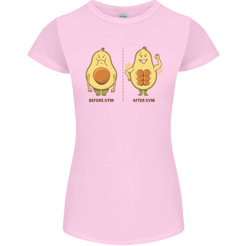 Avocado Gym Funny Fitness Training Healthy Womens Petite Cut T-Shirt Light Pink