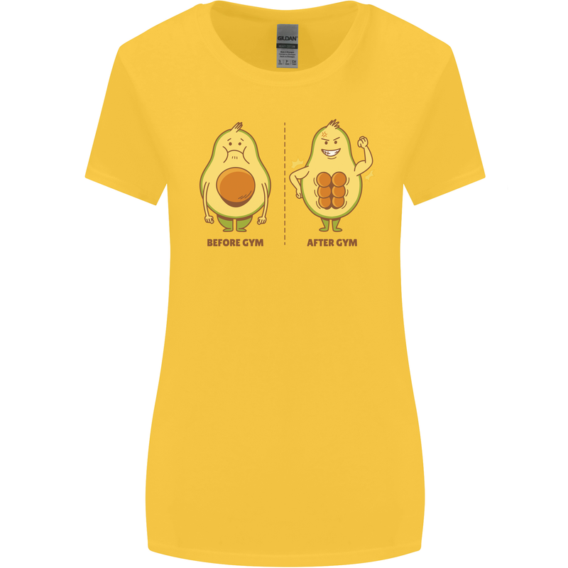 Avocado Gym Funny Fitness Training Healthy Womens Wider Cut T-Shirt Yellow