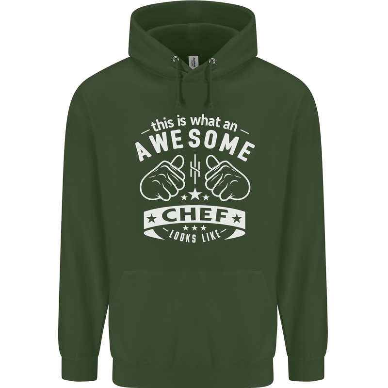 Awesome Chef Looks Like Funny Cooking Childrens Kids Hoodie Forest Green
