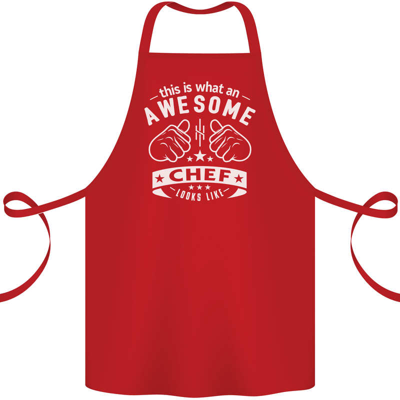 Awesome Chef Looks Like Funny Cooking Cotton Apron 100% Organic Red