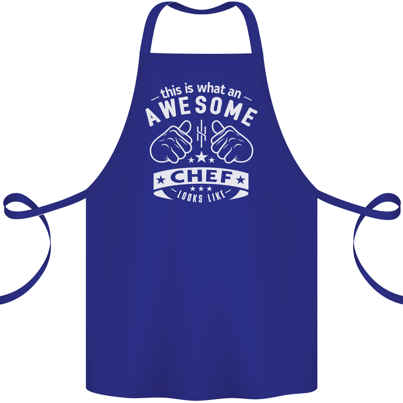 Awesome Chef Looks Like Funny Cooking Cotton Apron 100% Organic Royal Blue