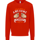 Awesome Chef Looks Like Funny Cooking Kids Sweatshirt Jumper Bright Red