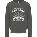 Awesome Chef Looks Like Funny Cooking Kids Sweatshirt Jumper Storm Grey