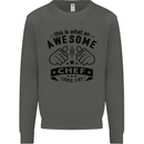 Awesome Chef Looks Like Funny Cooking Kids Sweatshirt Jumper Storm Grey