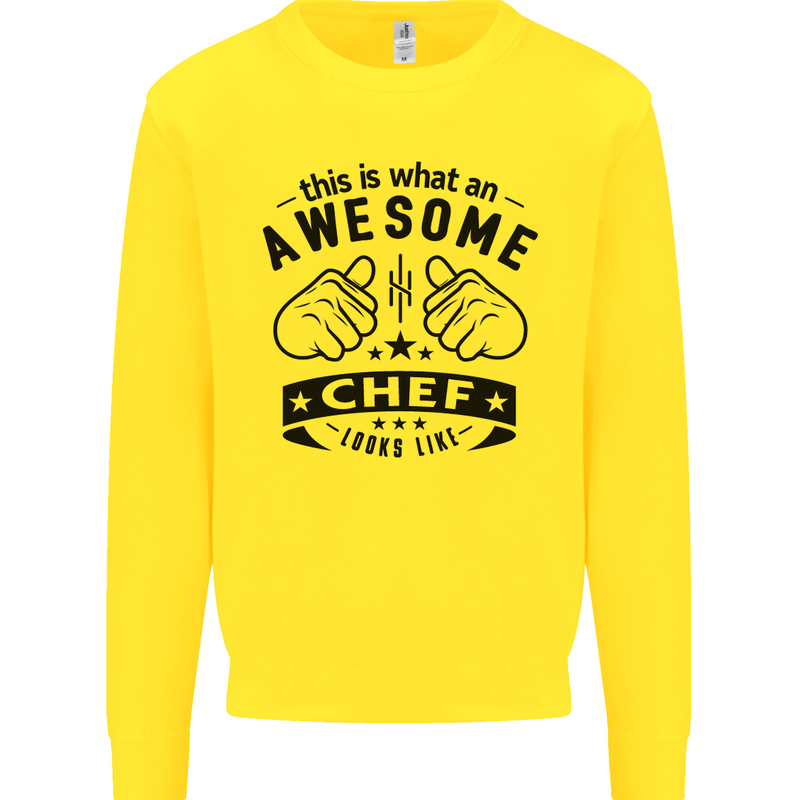 Awesome Chef Looks Like Funny Cooking Kids Sweatshirt Jumper Yellow