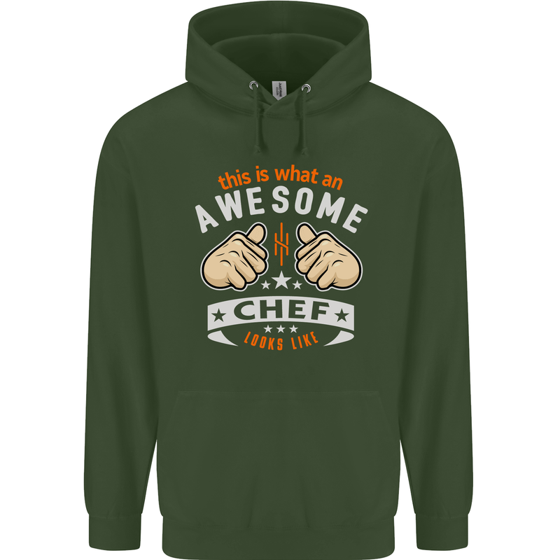 Awesome Chef Looks Like Funny Cooking Mens 80% Cotton Hoodie Forest Green
