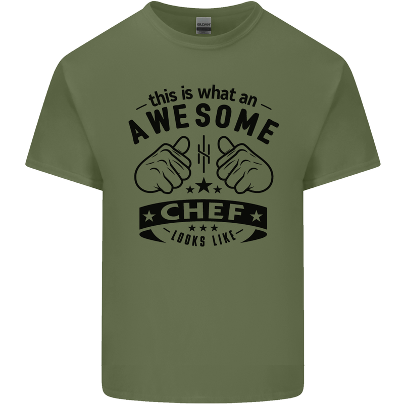 Awesome Chef Looks Like Funny Cooking Mens Cotton T-Shirt Tee Top Military Green