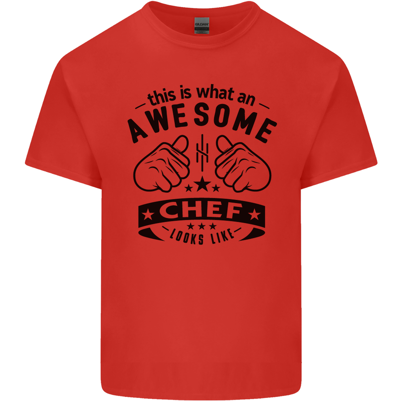 Awesome Chef Looks Like Funny Cooking Mens Cotton T-Shirt Tee Top Red