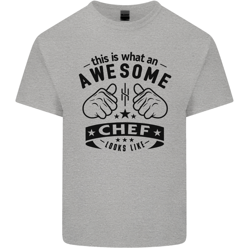 Awesome Chef Looks Like Funny Cooking Mens Cotton T-Shirt Tee Top Sports Grey