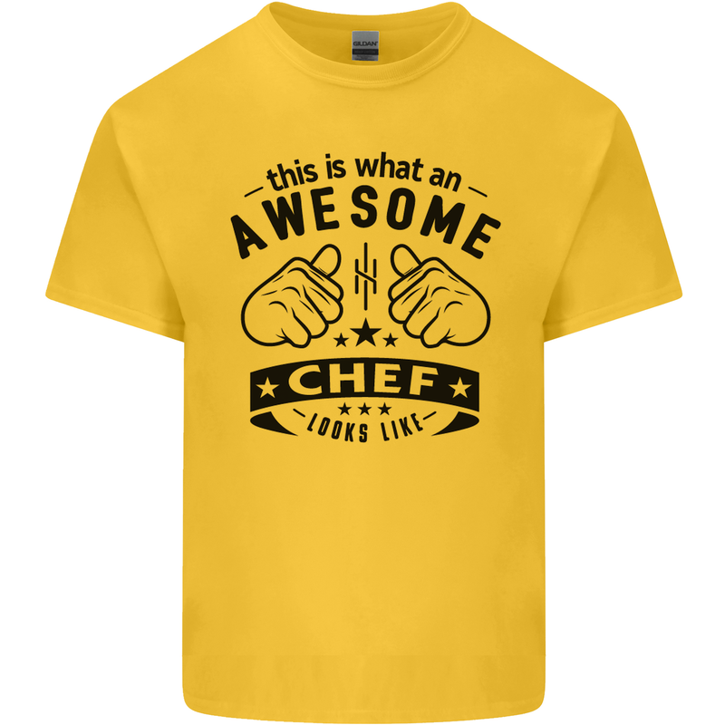 Awesome Chef Looks Like Funny Cooking Mens Cotton T-Shirt Tee Top Yellow