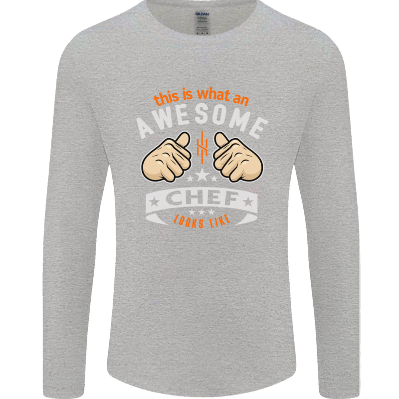 Awesome Chef Looks Like Funny Cooking Mens Long Sleeve T-Shirt Sports Grey
