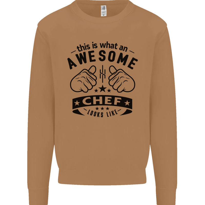 Awesome Chef Looks Like Funny Cooking Mens Sweatshirt Jumper Caramel Latte