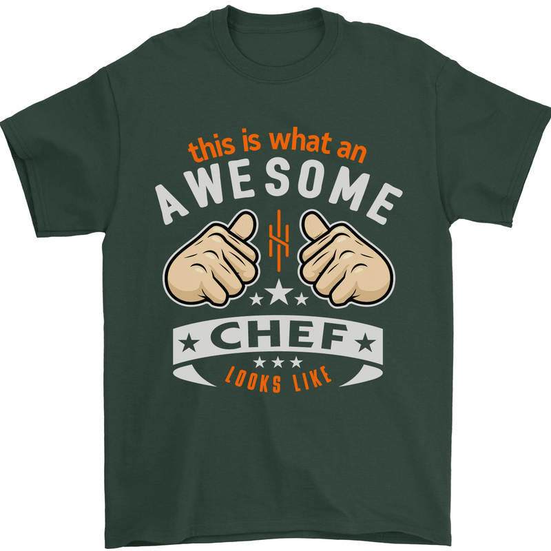 Awesome Chef Looks Like Funny Cooking Mens T-Shirt Cotton Gildan Forest Green