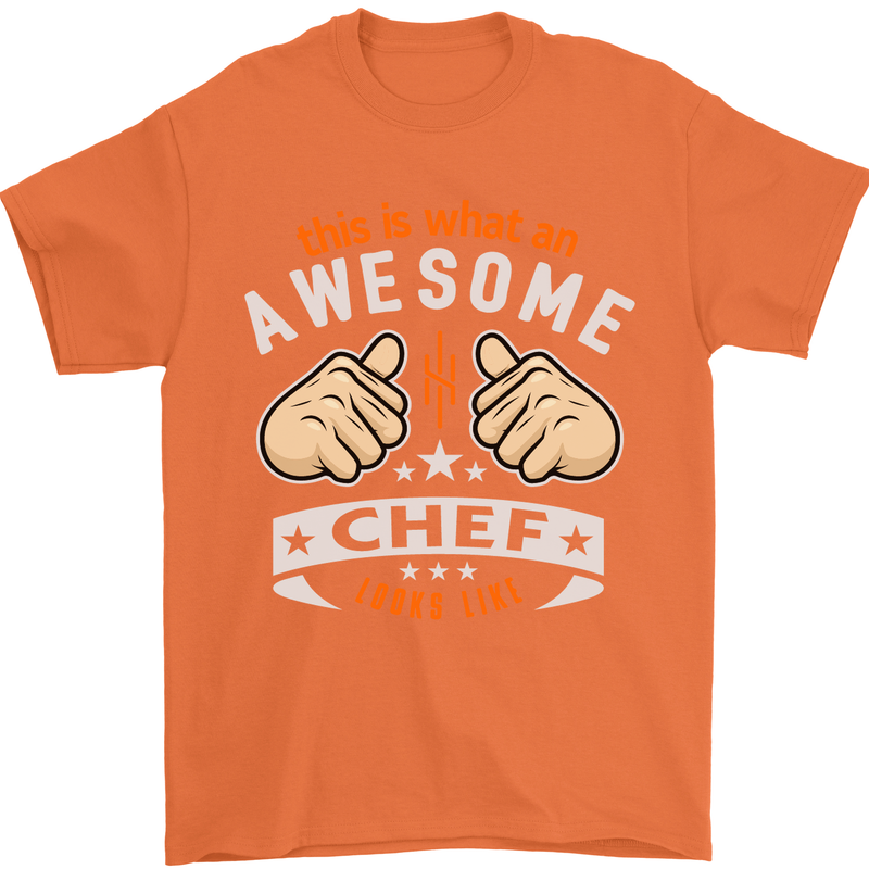 Awesome Chef Looks Like Funny Cooking Mens T-Shirt Cotton Gildan Orange
