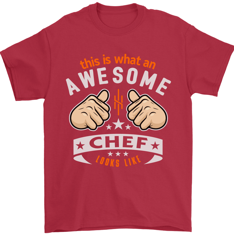 Awesome Chef Looks Like Funny Cooking Mens T-Shirt Cotton Gildan Red