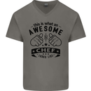 Awesome Chef Looks Like Funny Cooking Mens V-Neck Cotton T-Shirt Charcoal