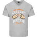 Awesome Chef Looks Like Funny Cooking Mens V-Neck Cotton T-Shirt Sports Grey