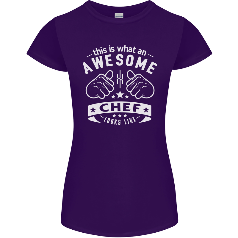 Awesome Chef Looks Like Funny Cooking Womens Petite Cut T-Shirt Purple