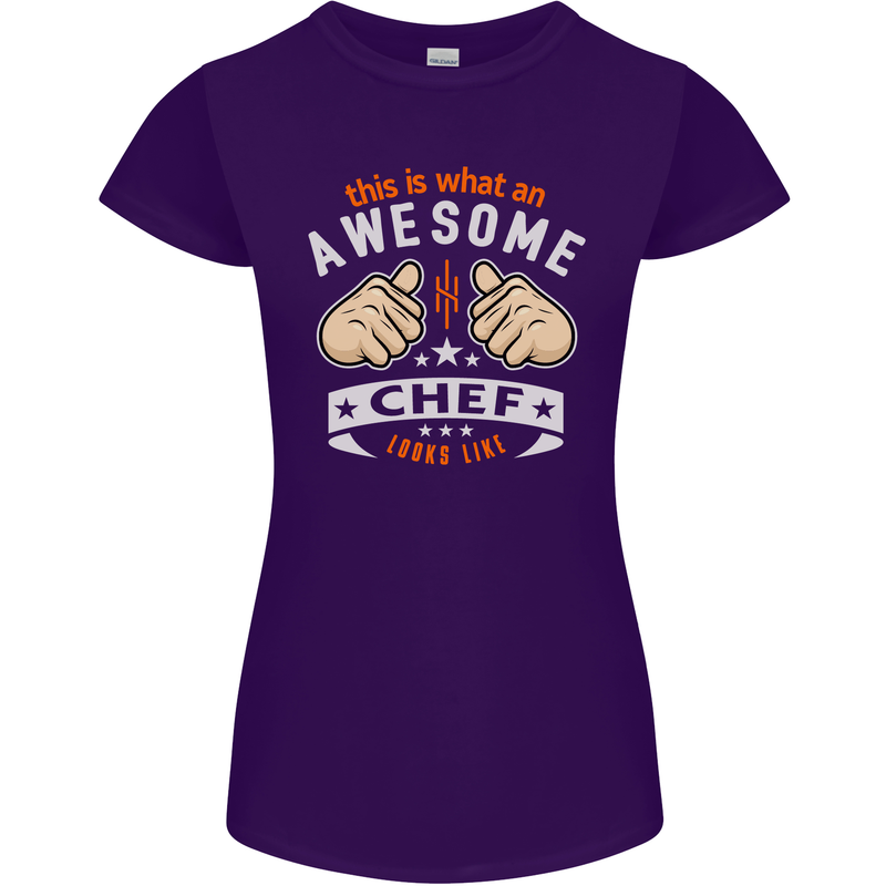 Awesome Chef Looks Like Funny Cooking Womens Petite Cut T-Shirt Purple