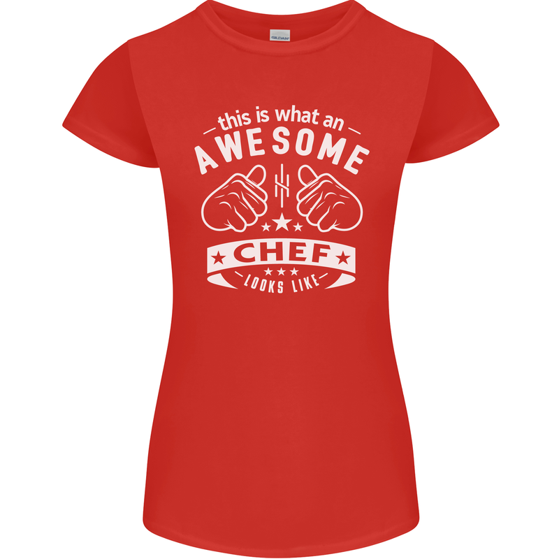 Awesome Chef Looks Like Funny Cooking Womens Petite Cut T-Shirt Red