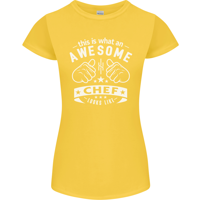 Awesome Chef Looks Like Funny Cooking Womens Petite Cut T-Shirt Yellow