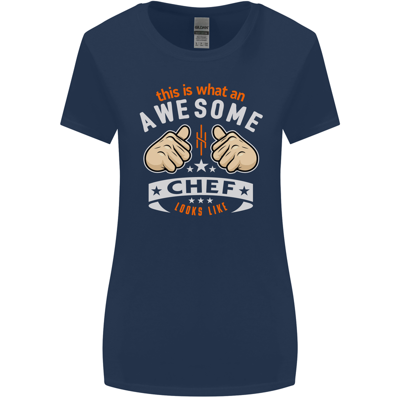 Awesome Chef Looks Like Funny Cooking Womens Wider Cut T-Shirt Navy Blue