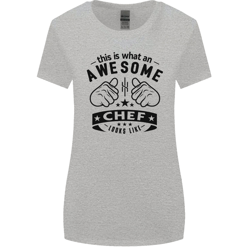 Awesome Chef Looks Like Funny Cooking Womens Wider Cut T-Shirt Sports Grey