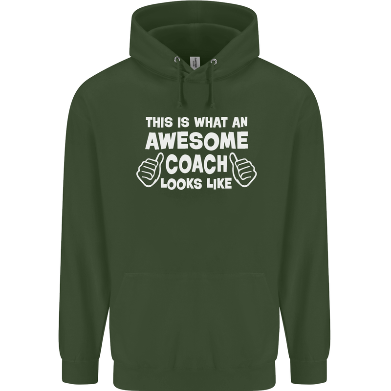 Awesome Coach Rugby Football Tennis Childrens Kids Hoodie Forest Green