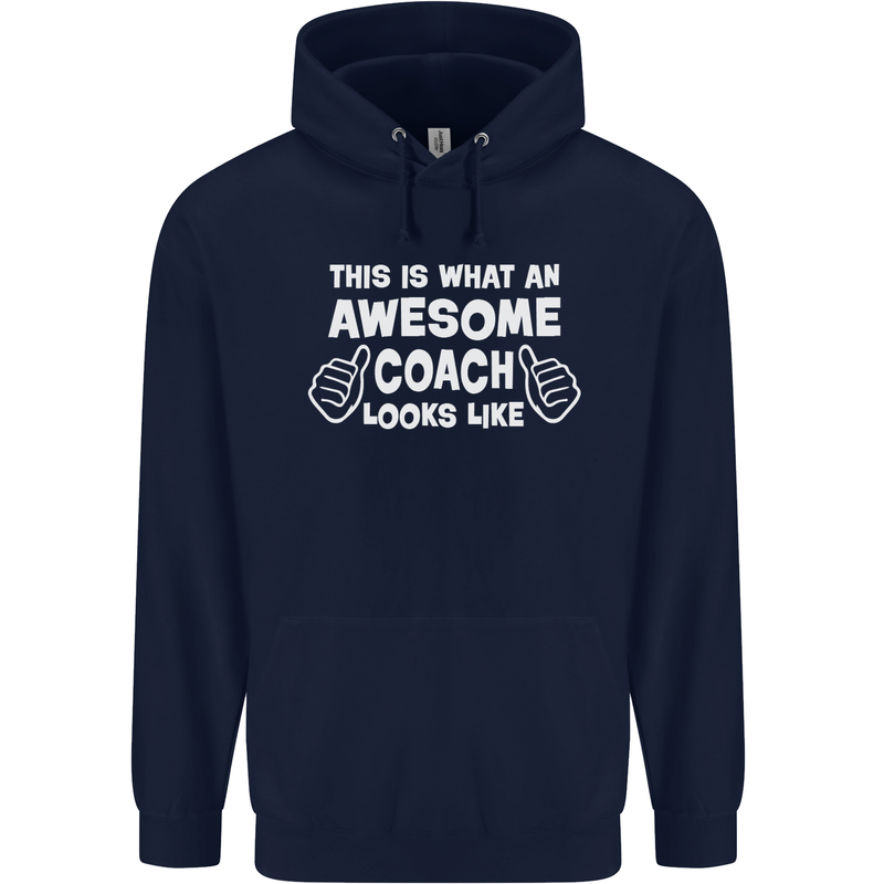 Awesome Coach Rugby Football Tennis Childrens Kids Hoodie Navy Blue
