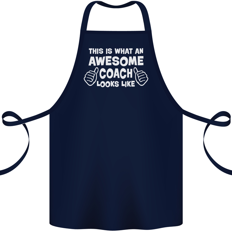 Awesome Coach Rugby Football Tennis Cotton Apron 100% Organic Navy Blue