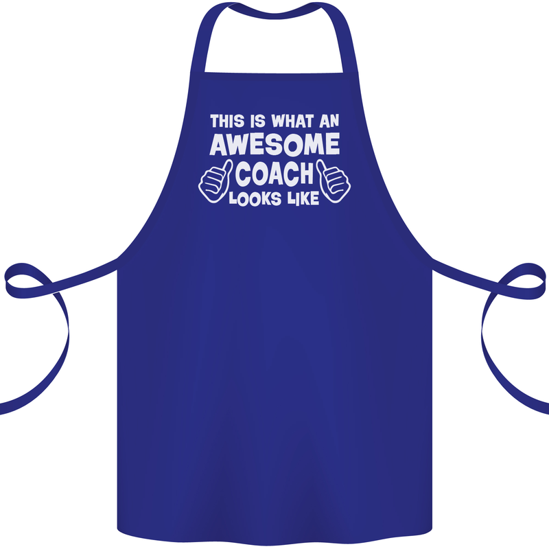 Awesome Coach Rugby Football Tennis Cotton Apron 100% Organic Royal Blue