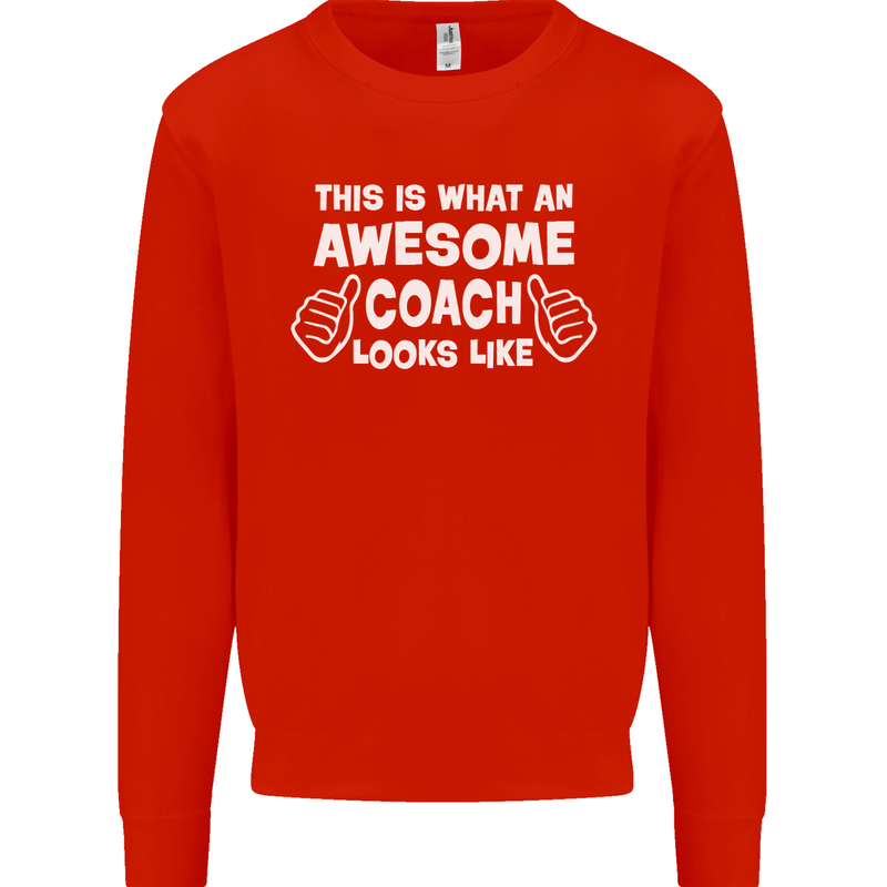 Awesome Coach Rugby Football Tennis Kids Sweatshirt Jumper Bright Red