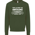 Awesome Coach Rugby Football Tennis Kids Sweatshirt Jumper Forest Green