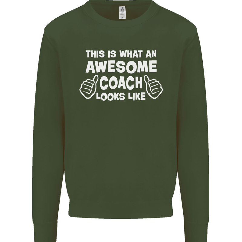 Awesome Coach Rugby Football Tennis Kids Sweatshirt Jumper Forest Green