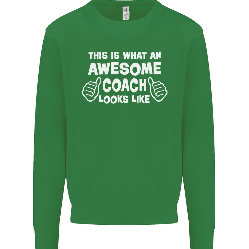 Awesome Coach Rugby Football Tennis Kids Sweatshirt Jumper Irish Green
