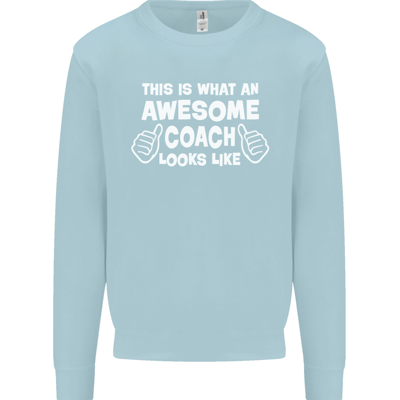 Awesome Coach Rugby Football Tennis Kids Sweatshirt Jumper Light Blue