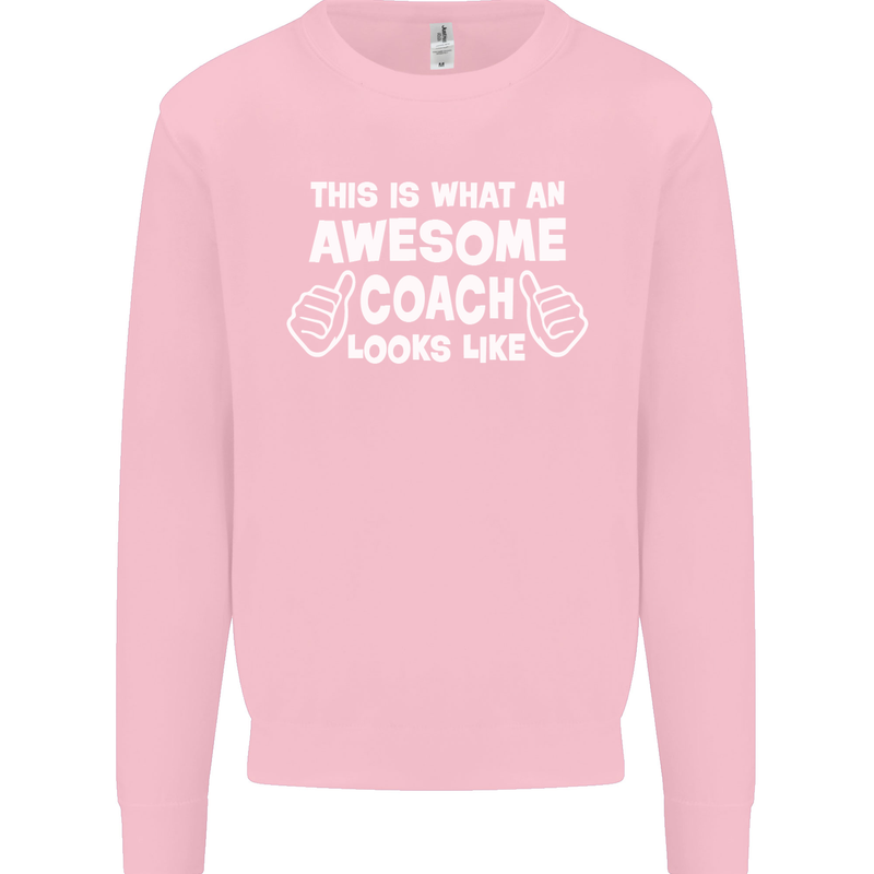 Awesome Coach Rugby Football Tennis Kids Sweatshirt Jumper Light Pink