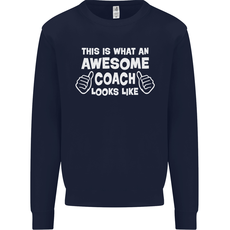 Awesome Coach Rugby Football Tennis Kids Sweatshirt Jumper Navy Blue