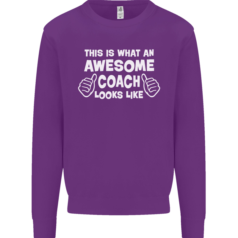 Awesome Coach Rugby Football Tennis Kids Sweatshirt Jumper Purple