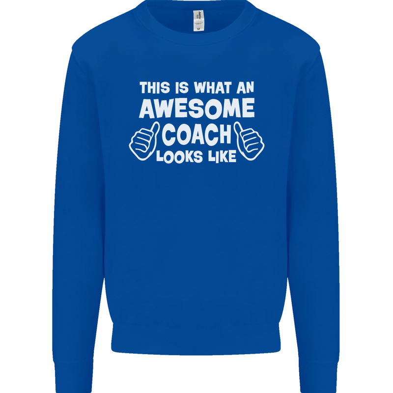 Awesome Coach Rugby Football Tennis Kids Sweatshirt Jumper Royal Blue