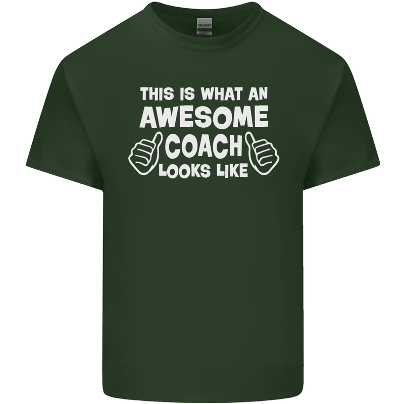 Awesome Coach Rugby Football Tennis Mens Cotton T-Shirt Tee Top Forest Green