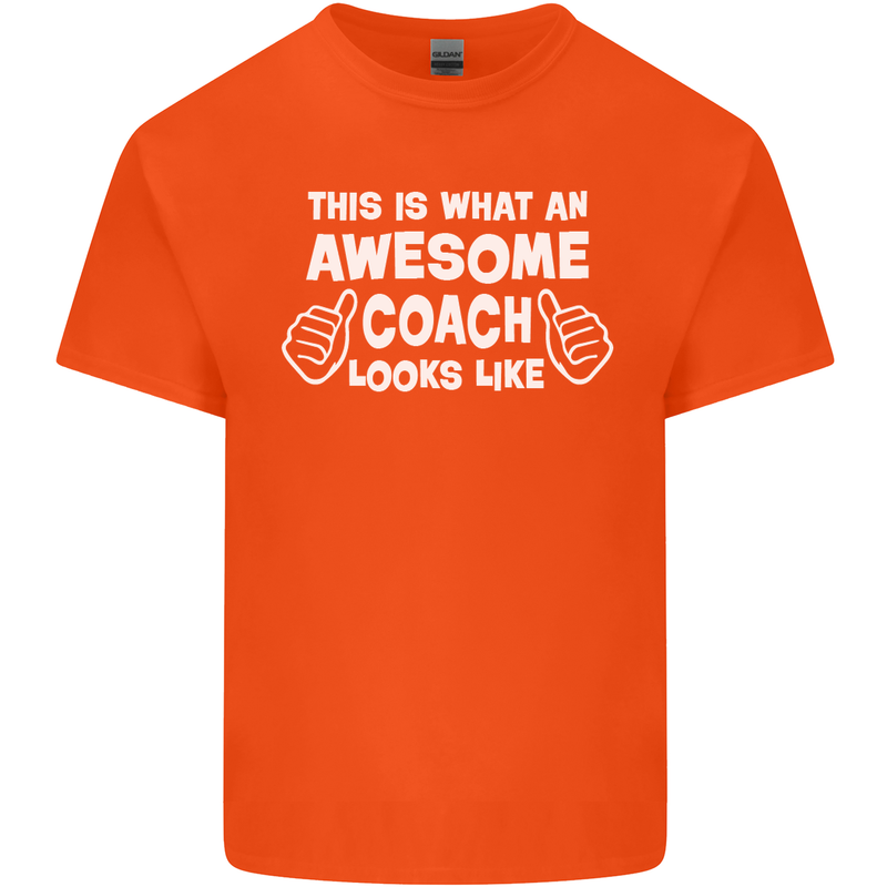 Awesome Coach Rugby Football Tennis Mens Cotton T-Shirt Tee Top Orange
