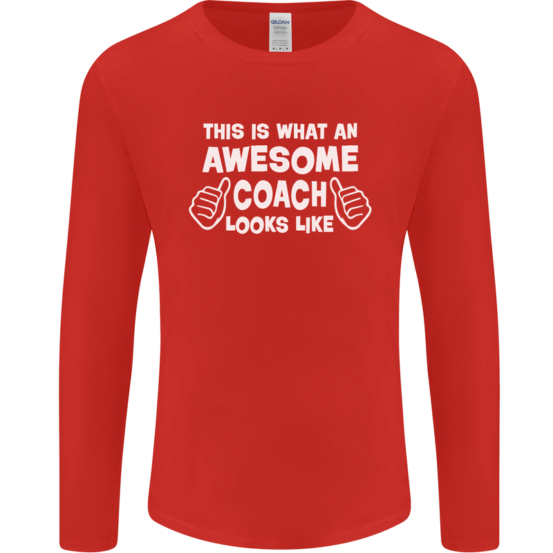 Awesome Coach Rugby Football Tennis Mens Long Sleeve T-Shirt Red