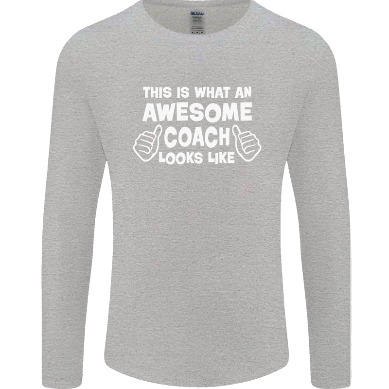 Awesome Coach Rugby Football Tennis Mens Long Sleeve T-Shirt Sports Grey